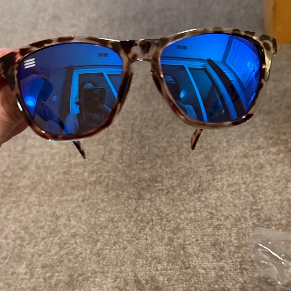 Tortoise Shell Sunglasses with Blue Lenses